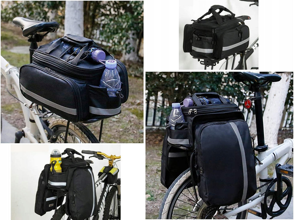 Geanta pentru bicicleta, Zola®, prindere pe portbagaj/Extensie si bretea, neagra cu dungi reflectorizante, bretele reglabile Geanta pentru bicicleta, Zola®, prindere pe portbagaj/Extensie si bretea, neagra cu dungi reflectorizante, bretele reglabile